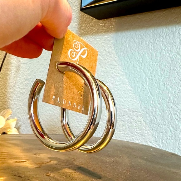 Silver Hoop Earrings by Plunder - Picture 4 of 4